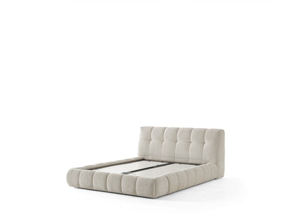 Beige Tufted Chenille Upholstered King Bed