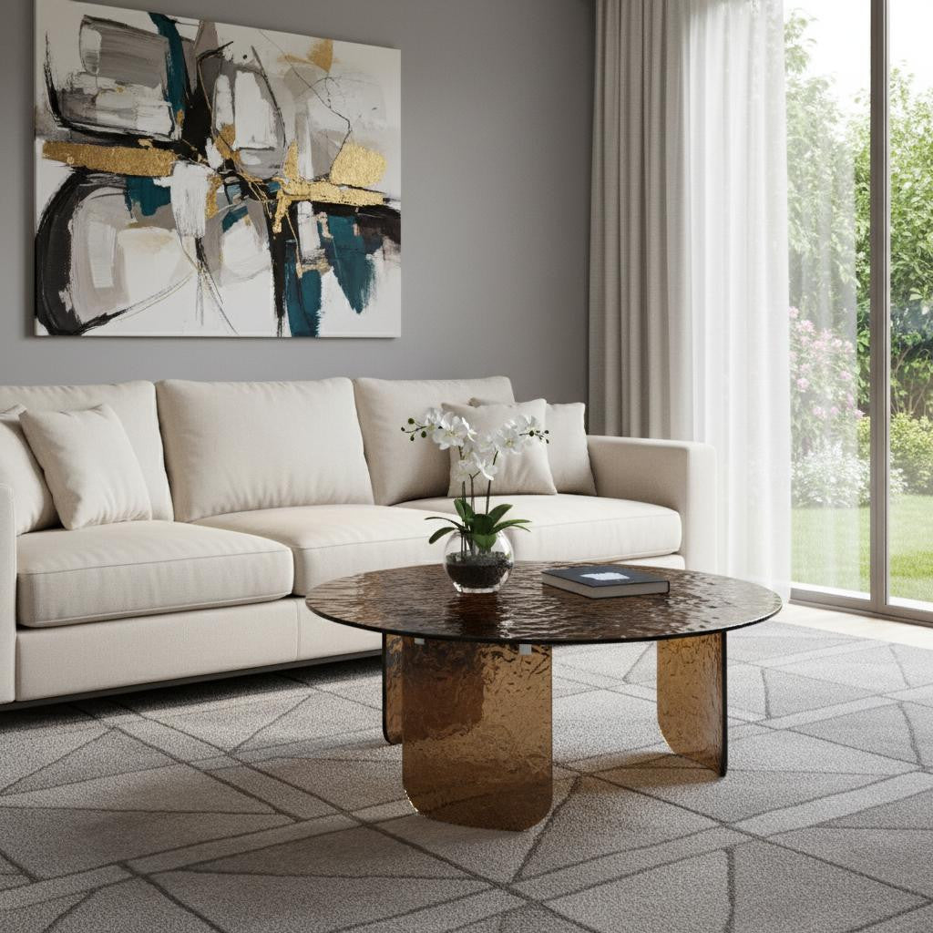 Bronze Glass Round Coffee Table image 1
