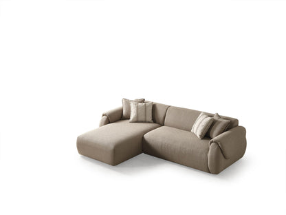 Taupe Boucle L Shaped 2 Piece Sofa & Chaise Sectional