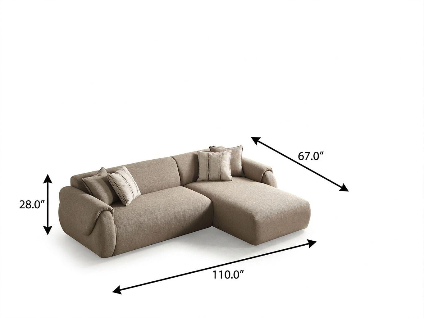 Taupe Boucle L Shaped 2 Piece Sofa & Chaise Sectional