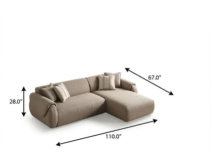 Taupe Boucle L Shaped 2 Piece Sofa & Chaise Sectional