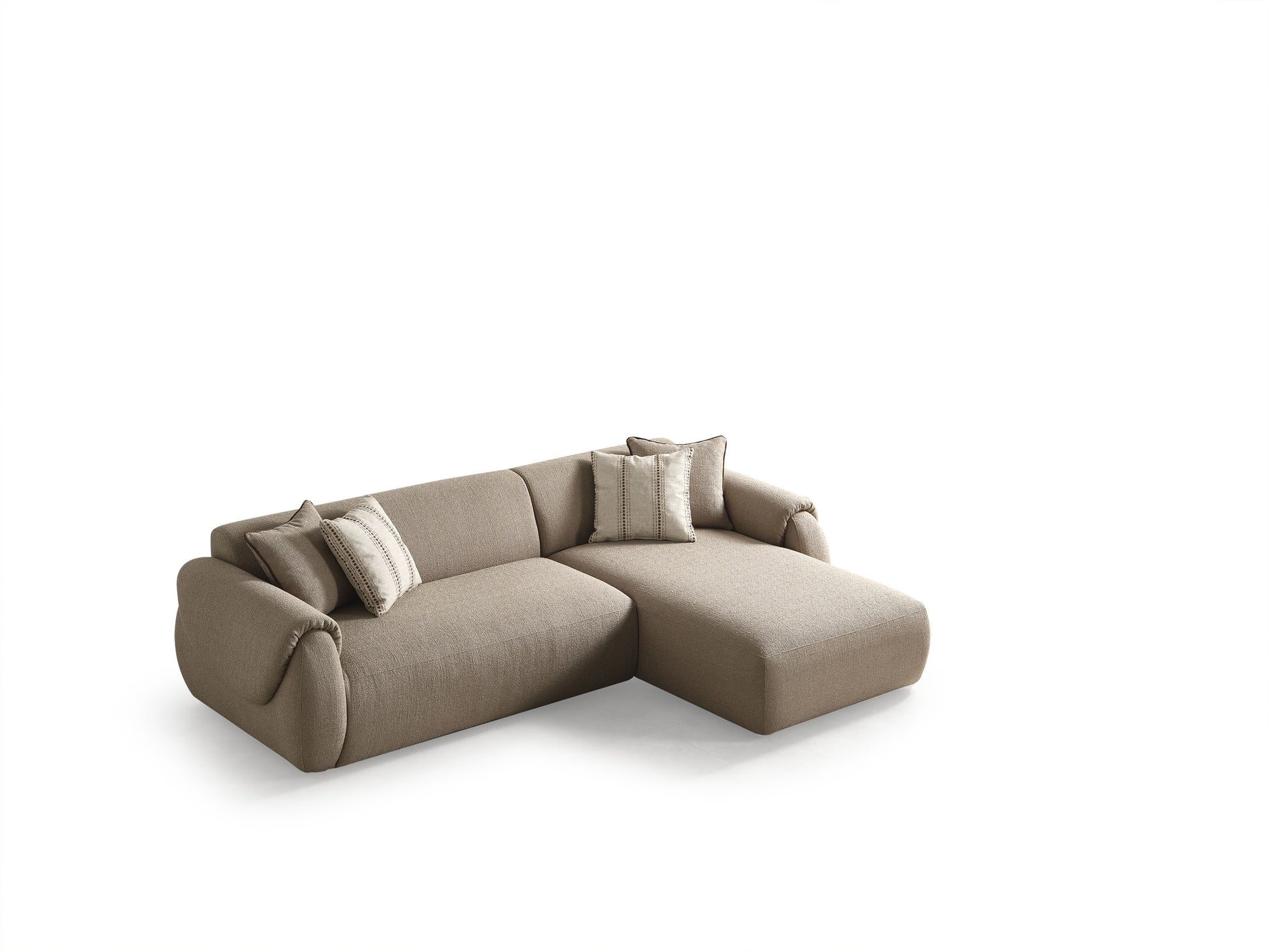 Taupe Boucle L Shaped 2 Piece Sofa & Chaise Sectional