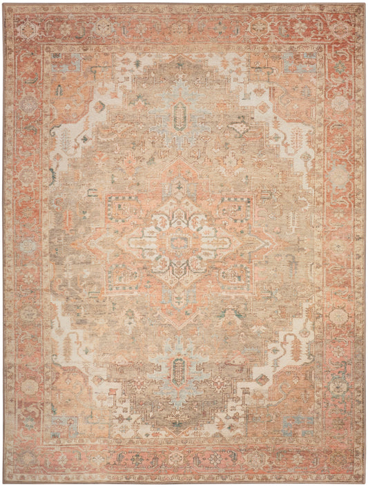 Nourison Vintage Coral & Taupe Machine Washable Rug - Main
