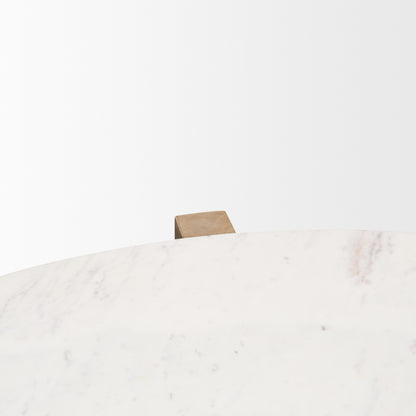 White & Brown Marble & Solid Wood Round Coffee Table image 6