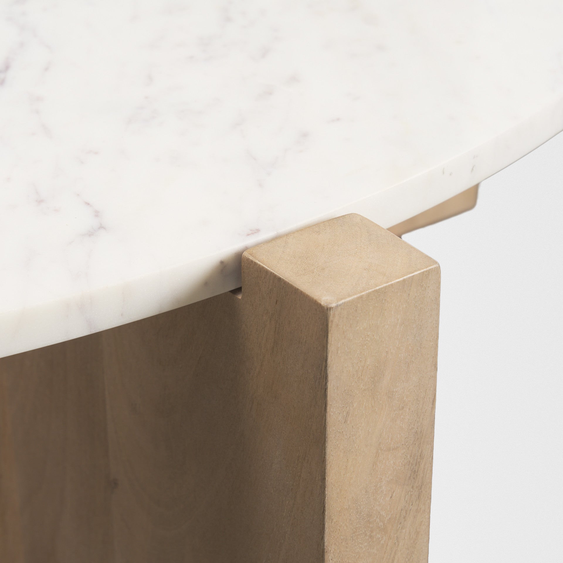 White & Brown Marble & Solid Wood Round Coffee Table image 9