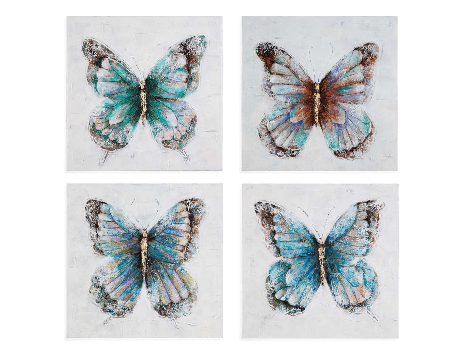 Metallic Butterflies Framed Canvas s/4 - Straight On