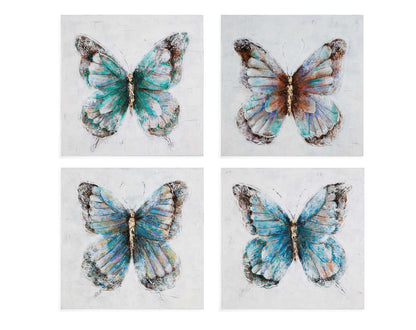 Metallic Butterflies Framed Canvas s/4 - Straight On