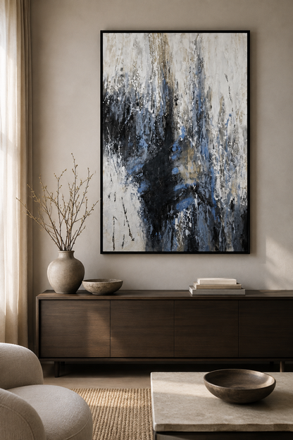 Blue Quiet Framed Canvas - Main