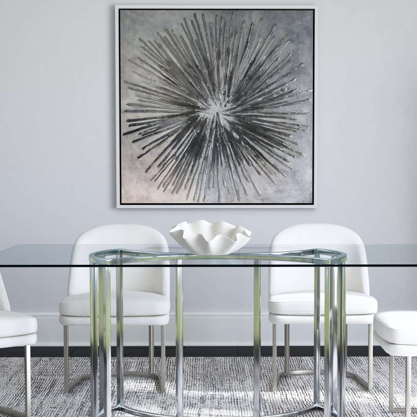 Abstract White Frame Canvas Art - Room Scene