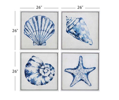 Shells Framed Canvas s/4 - Dimensional