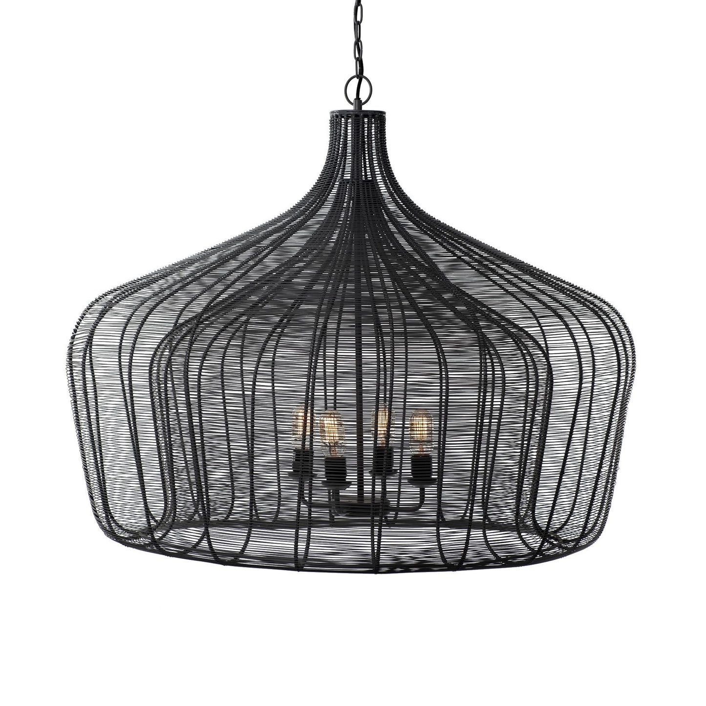 Black 4 Light Chandelier w/ Shades