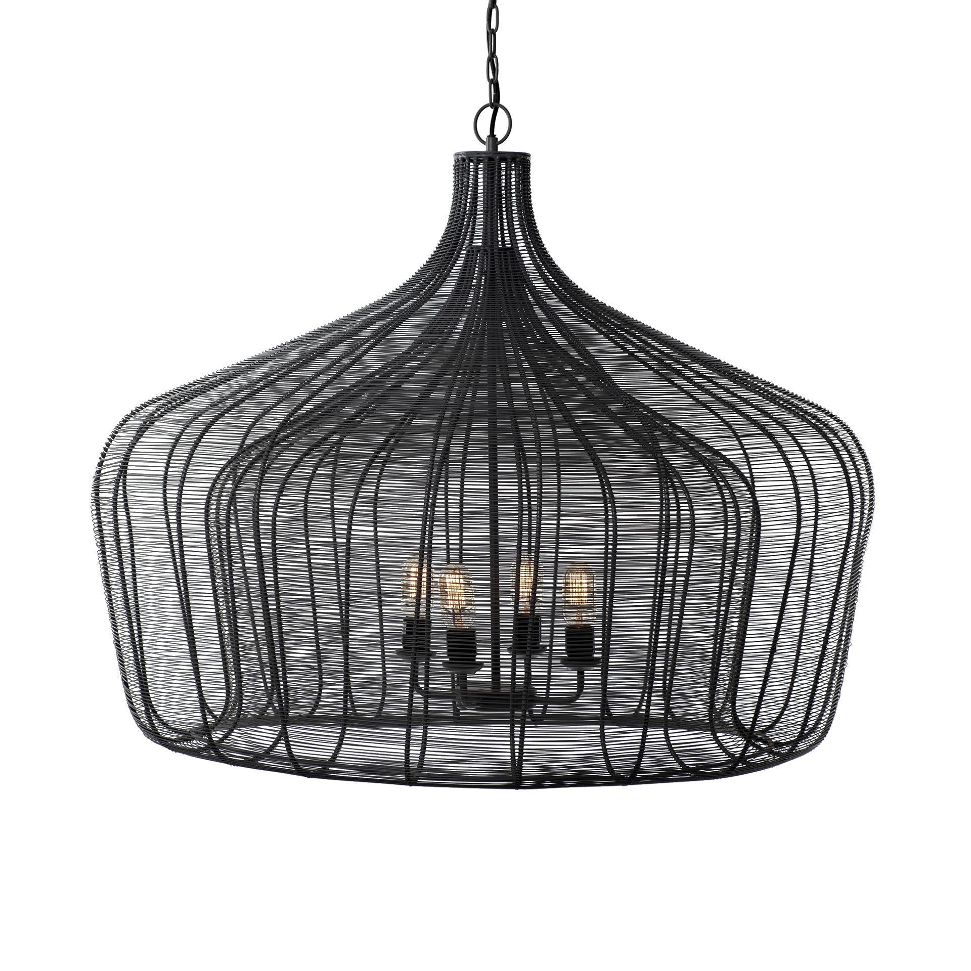 Black 4 Light Chandelier w/ Shades