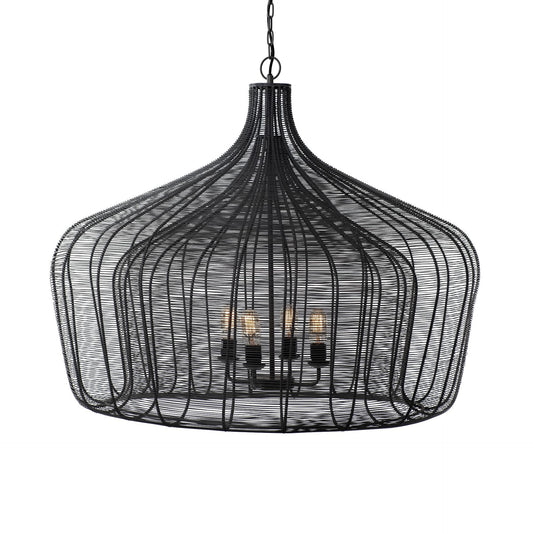 Black 4 Light Chandelier w/ Shades