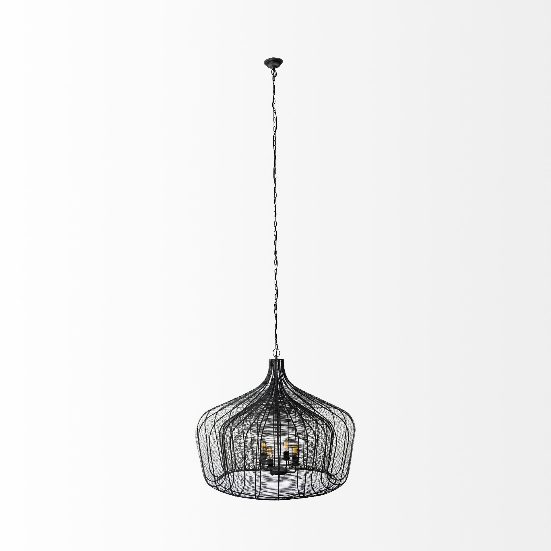 Black 4 Light Chandelier w/ Shades