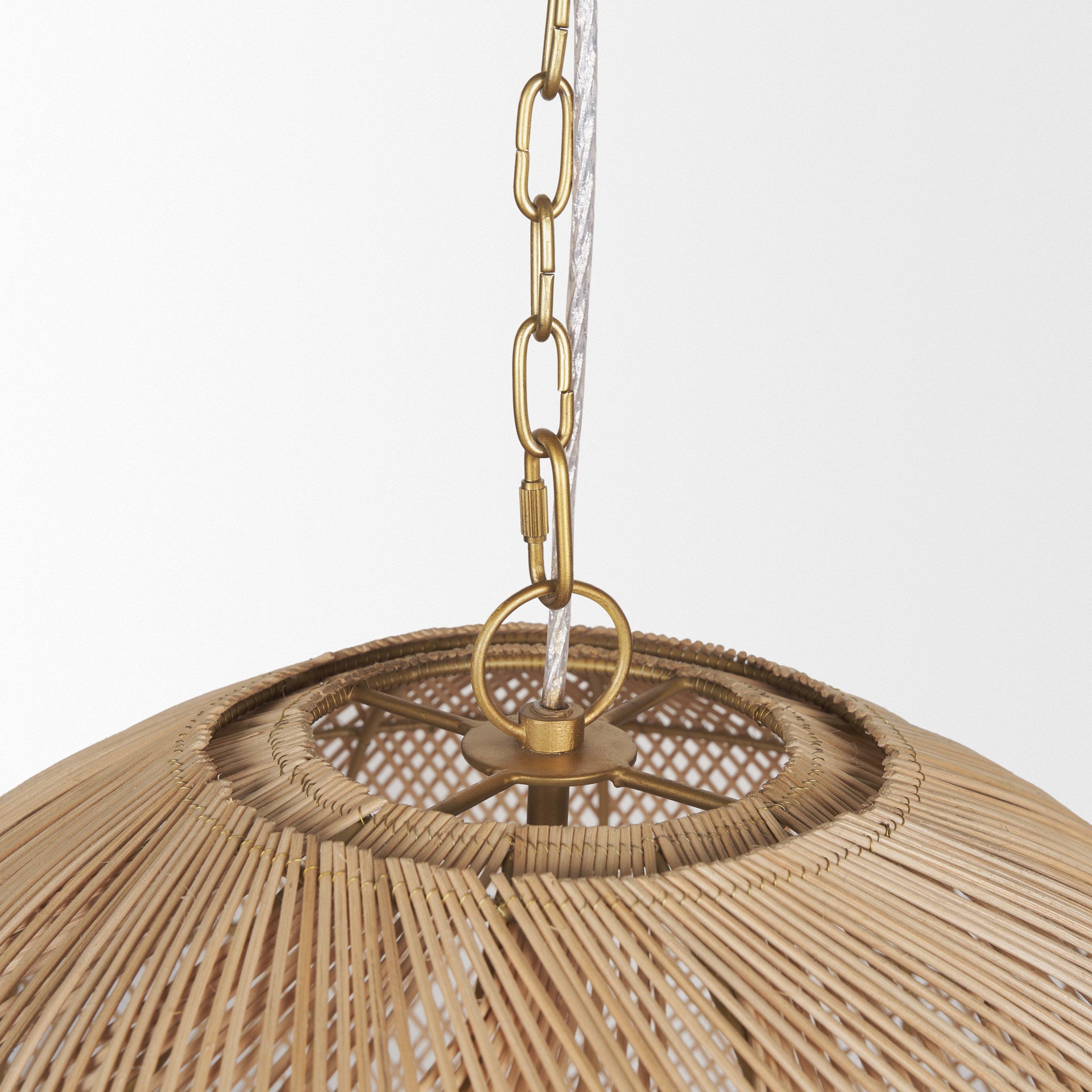 Gold 4 Light Rattan Chandelier w/ Shades