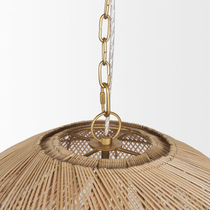Gold 4 Light Rattan Chandelier w/ Shades