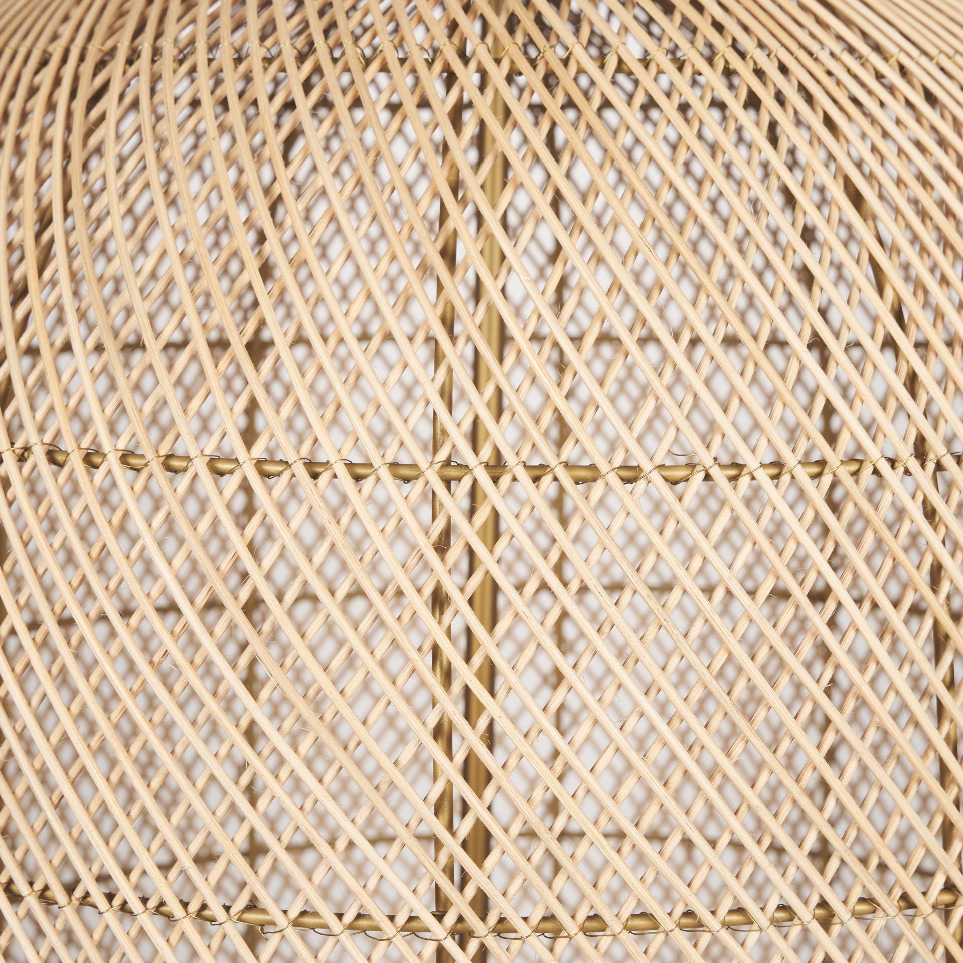 Gold 4 Light Rattan Chandelier w/ Shades