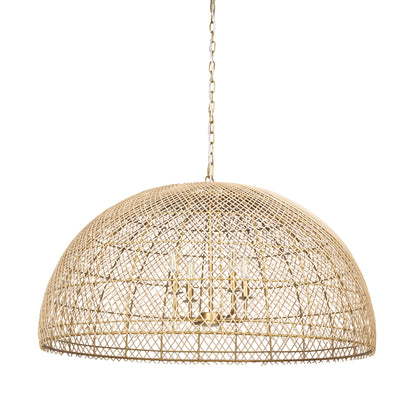 Gold 4 Light Rattan Chandelier w/ Shades