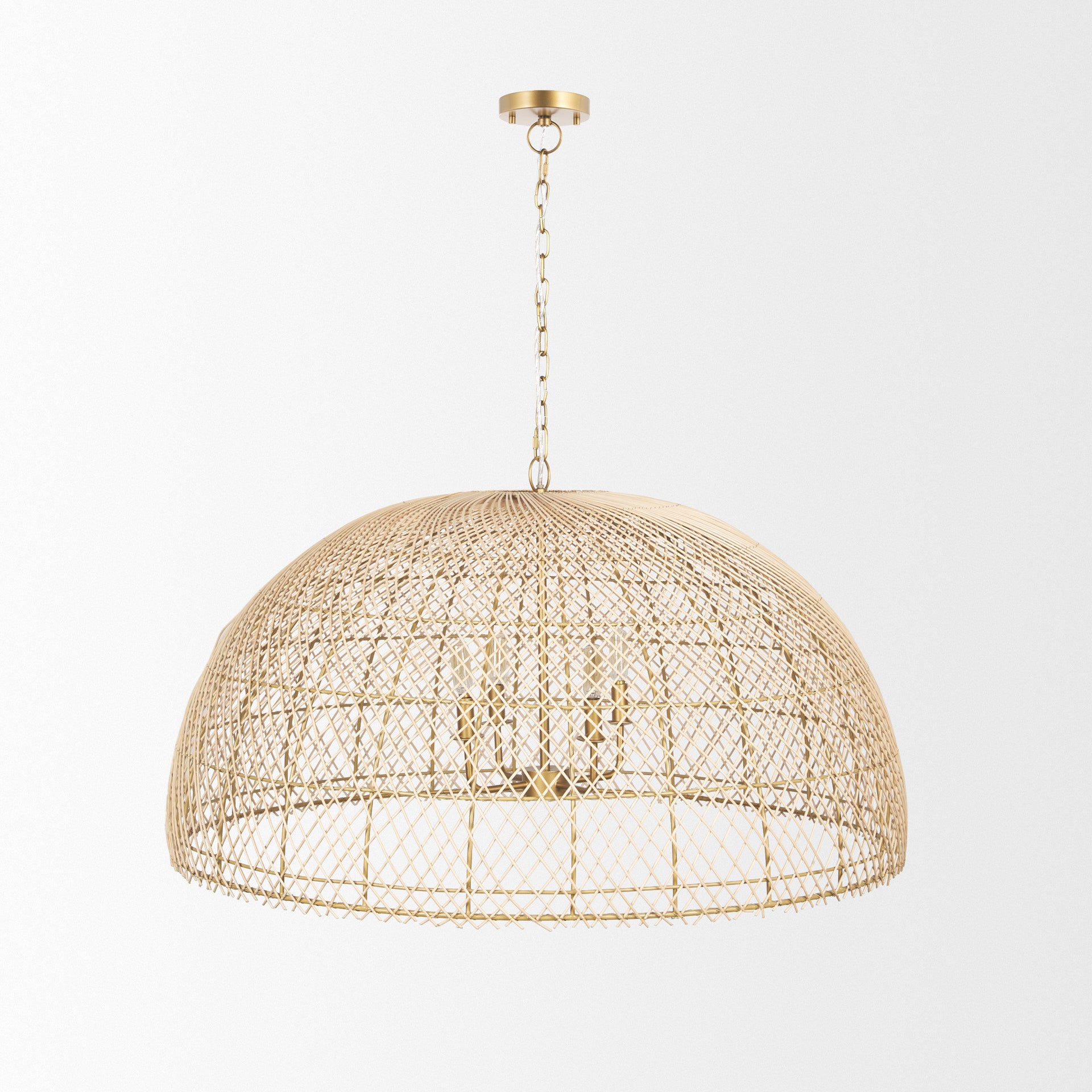 Warwick Gold 4 Light Rattan Chandelier w/ Shades