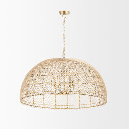 Warwick Gold 4 Light Rattan Chandelier w/ Shades