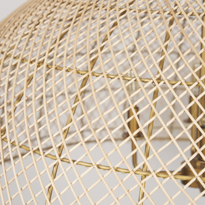 Gold 4 Light Rattan Chandelier w/ Shades