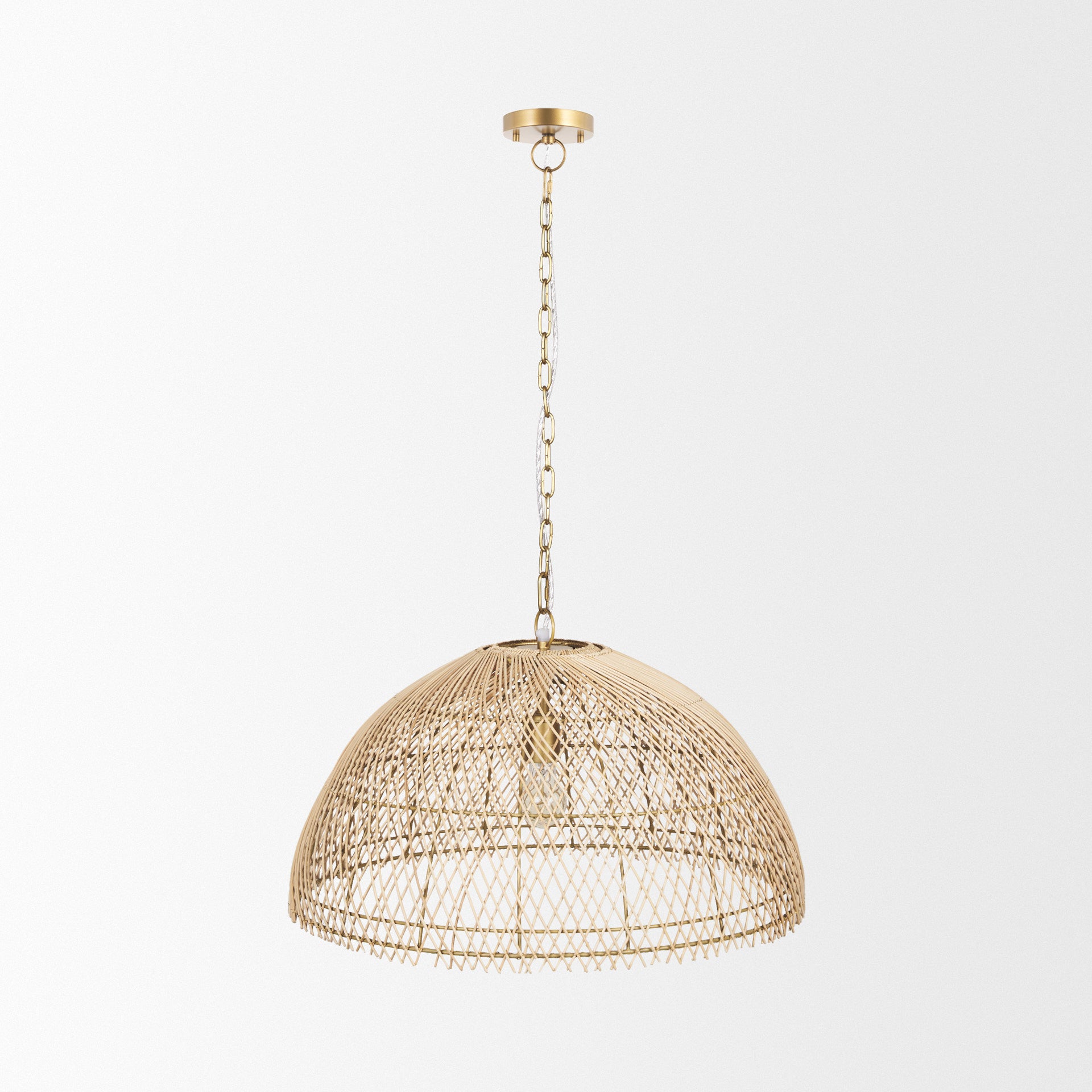 Gold Single Ceiling Light w/ Brown Shades