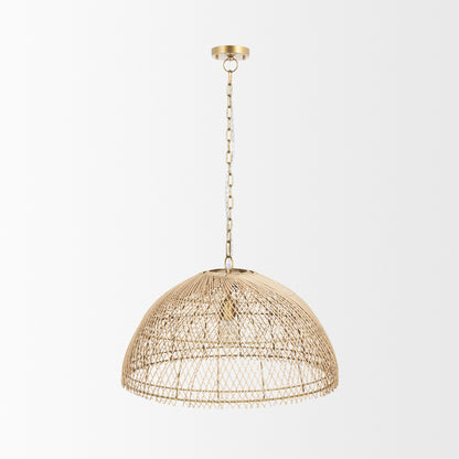 Gold Single Ceiling Light w/ Brown Shades