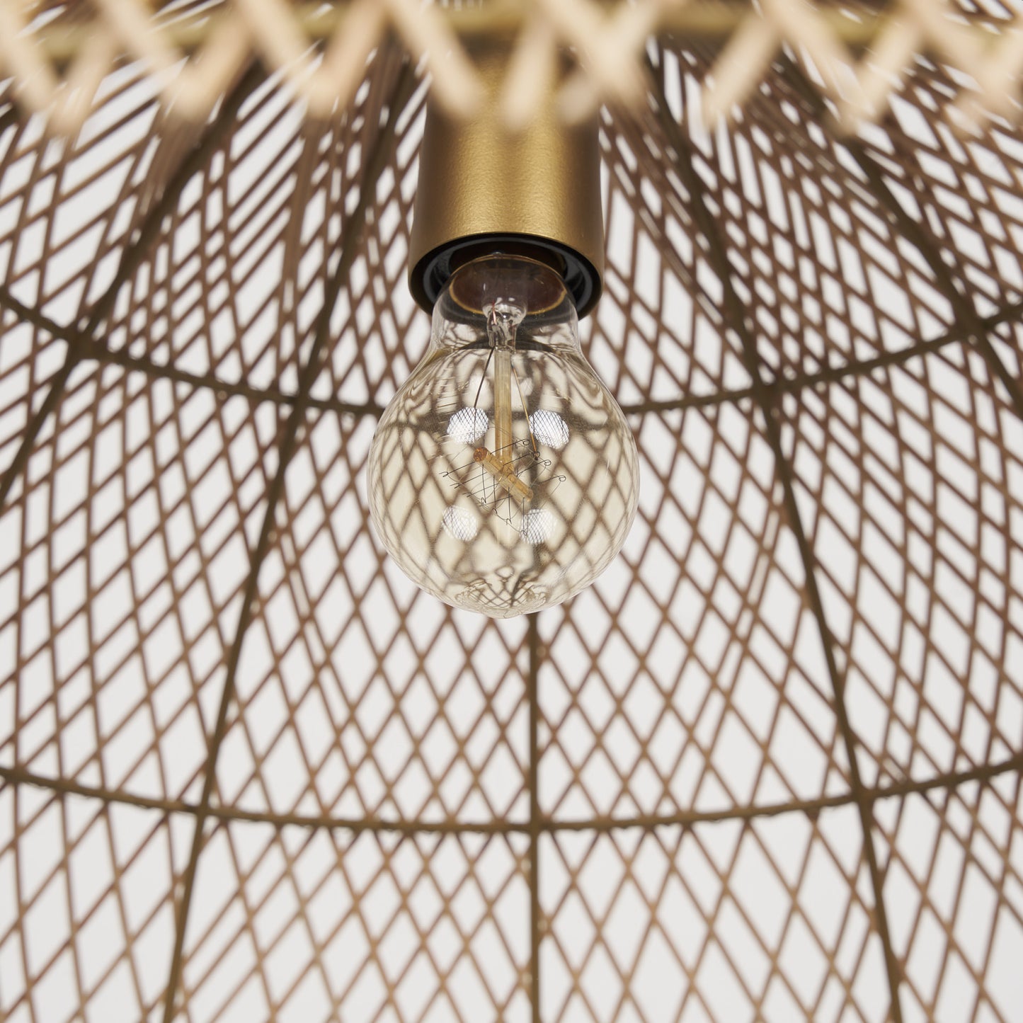 Gold Single Ceiling Light w/ Brown Shades
