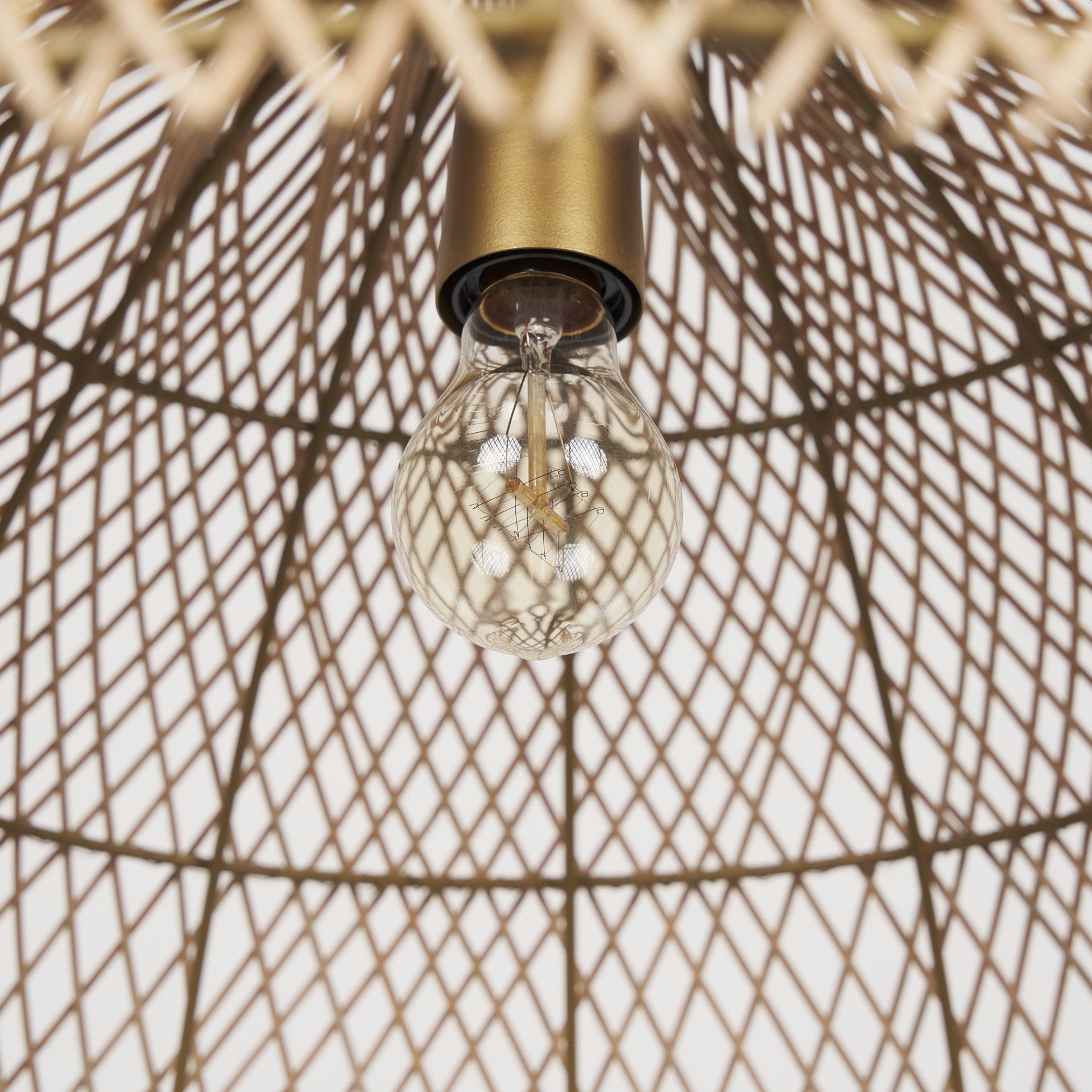 Gold Single Ceiling Light w/ Brown Shades