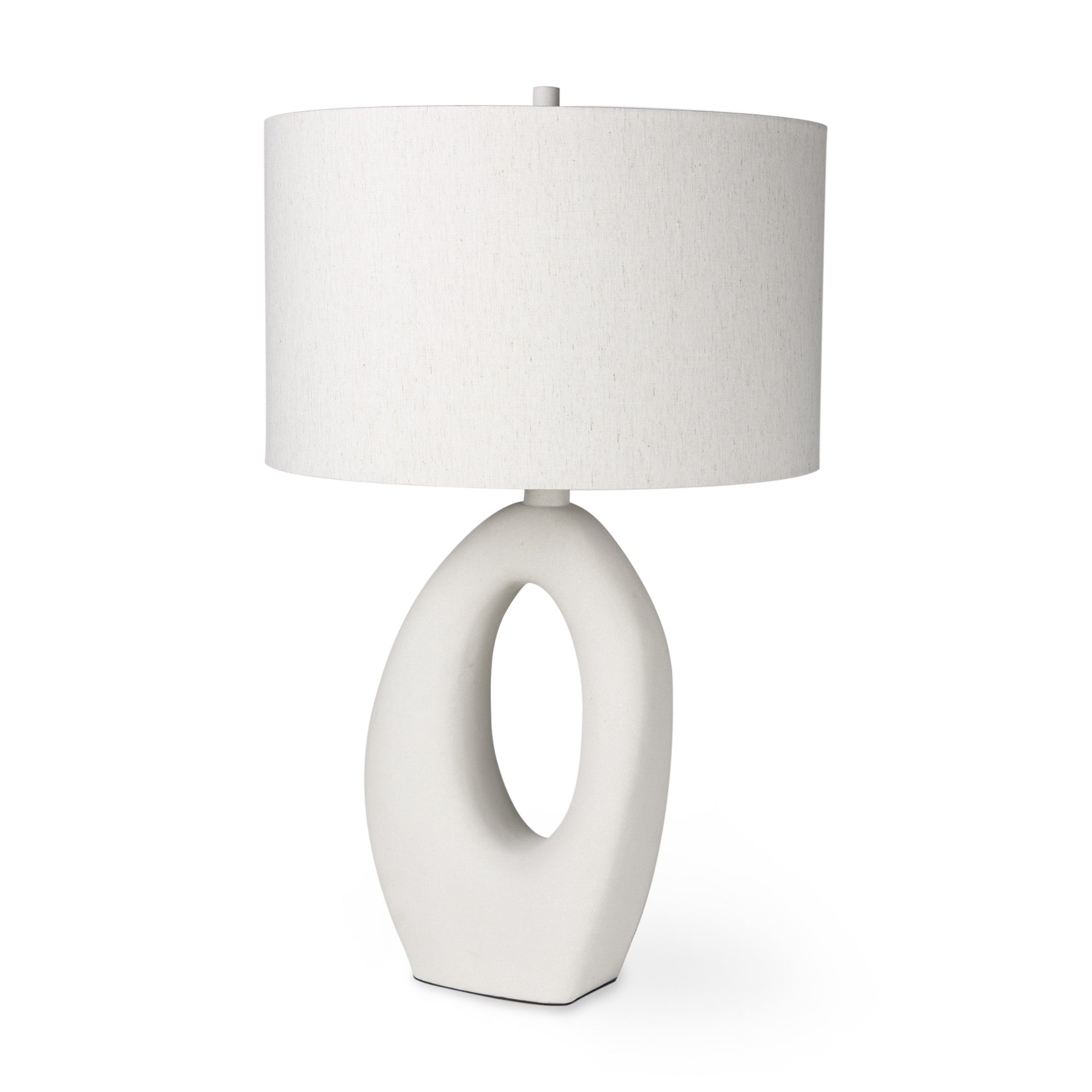 White Novelty Table Lamp w/ Drum Shade