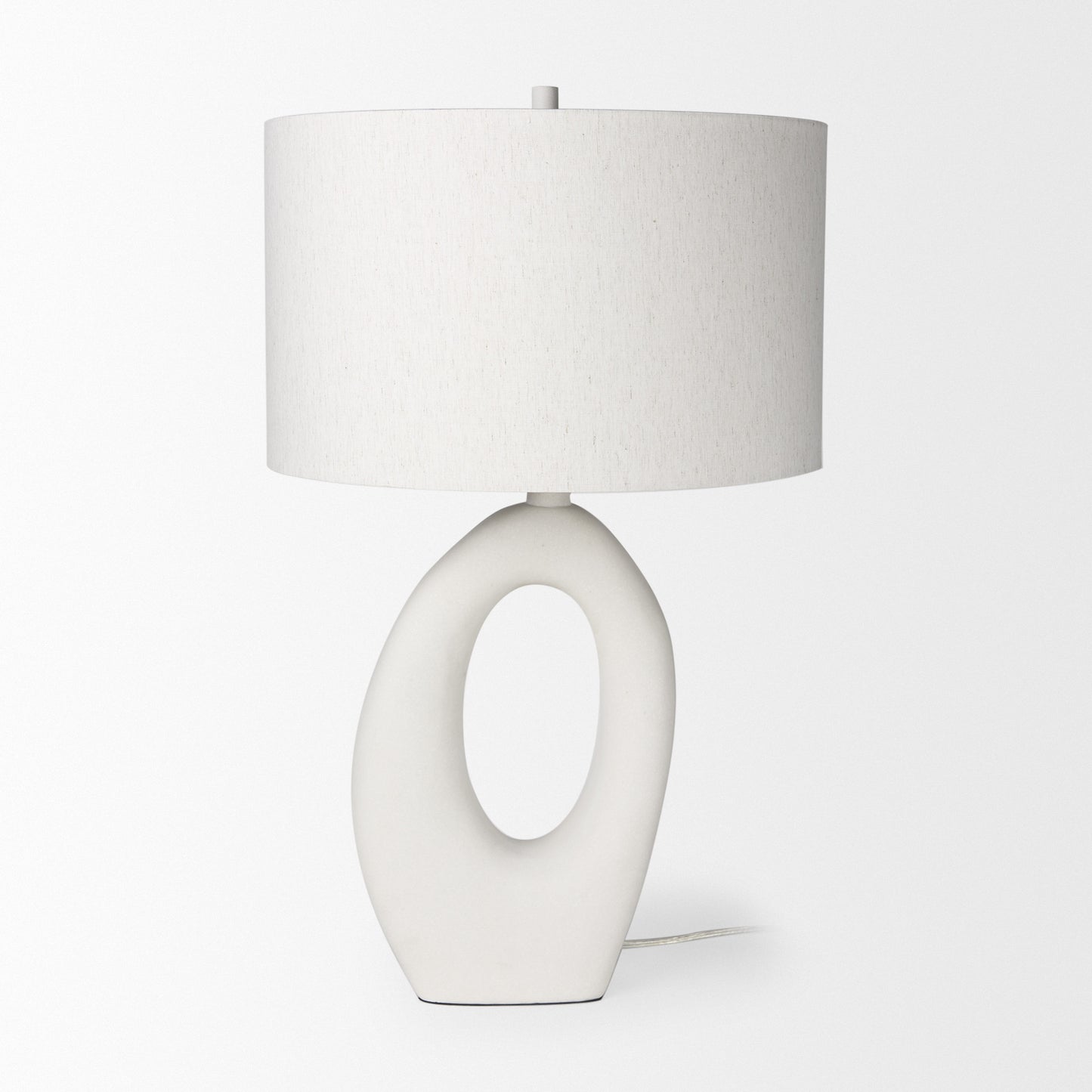 White Novelty Table Lamp w/ Drum Shade