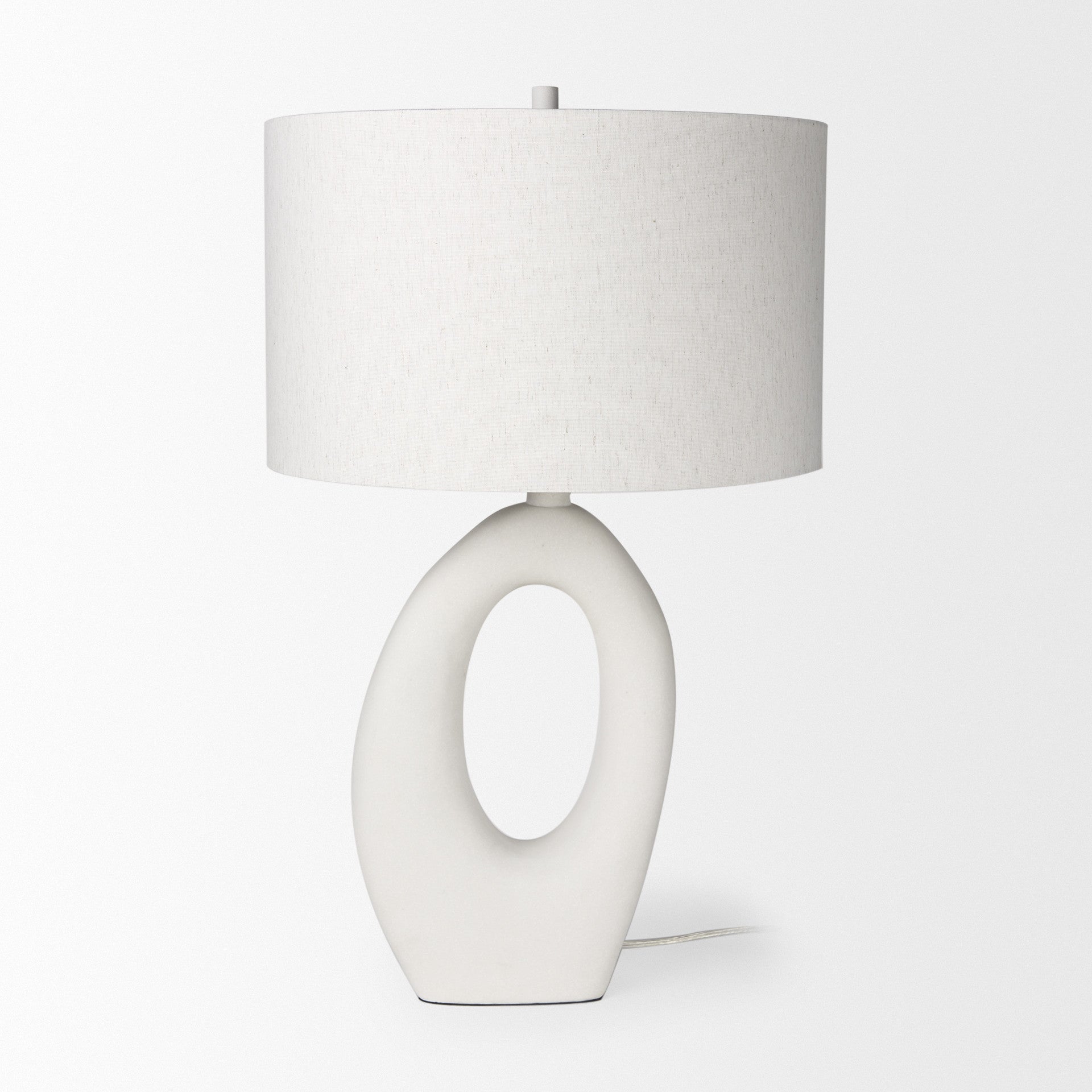 White Novelty Table Lamp w/ Drum Shade
