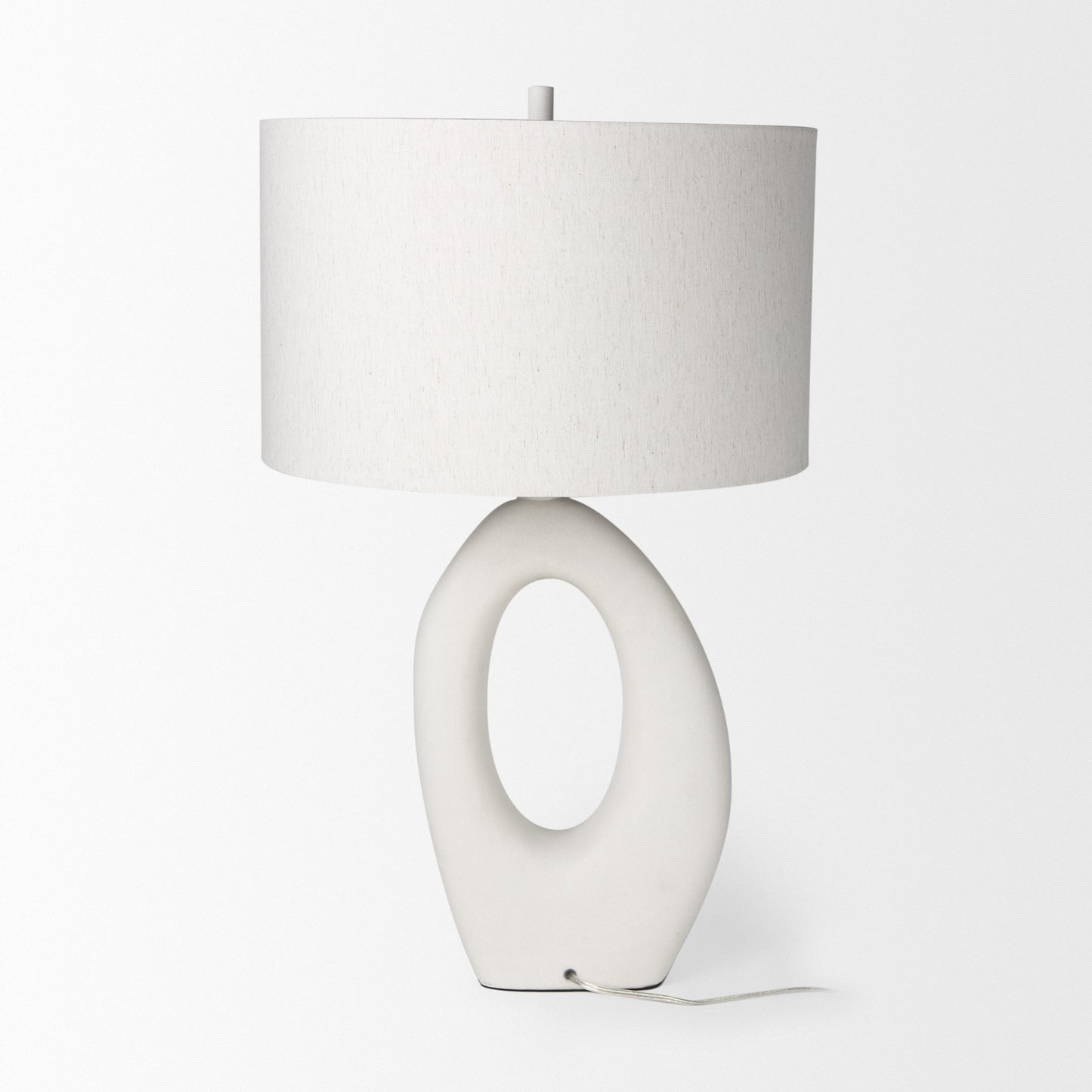 White Novelty Table Lamp w/ Drum Shade