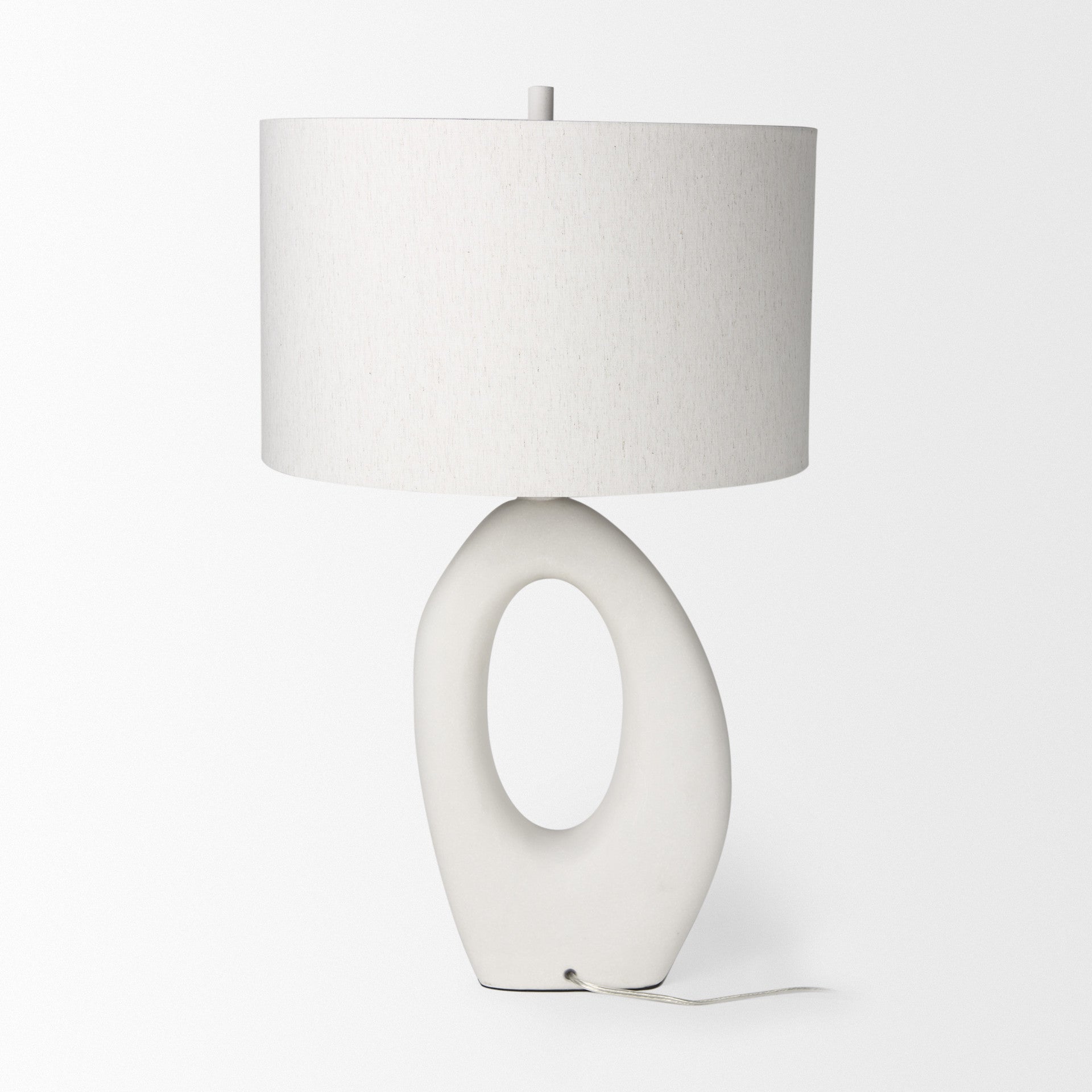 White Novelty Table Lamp w/ Drum Shade