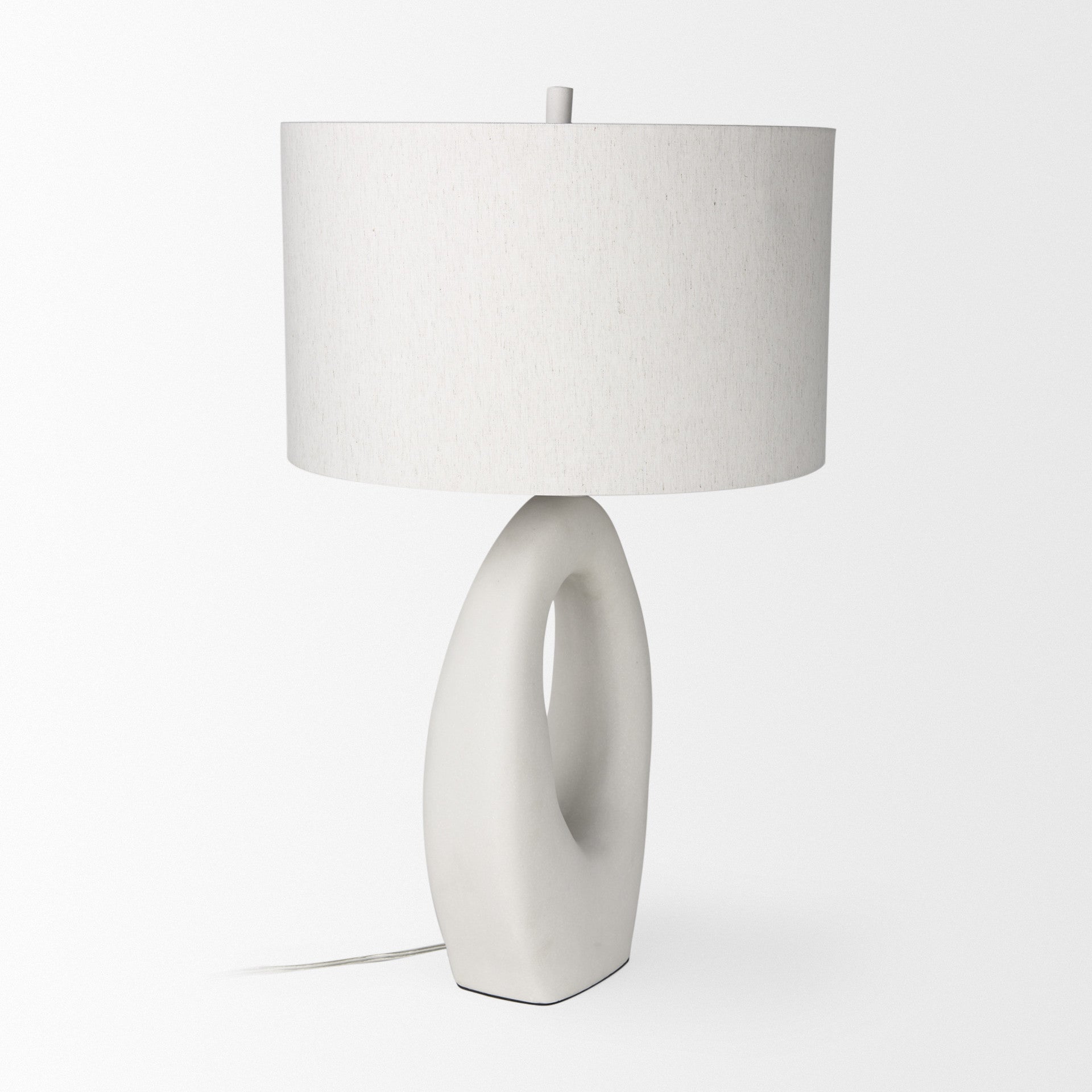 White Novelty Table Lamp w/ Drum Shade
