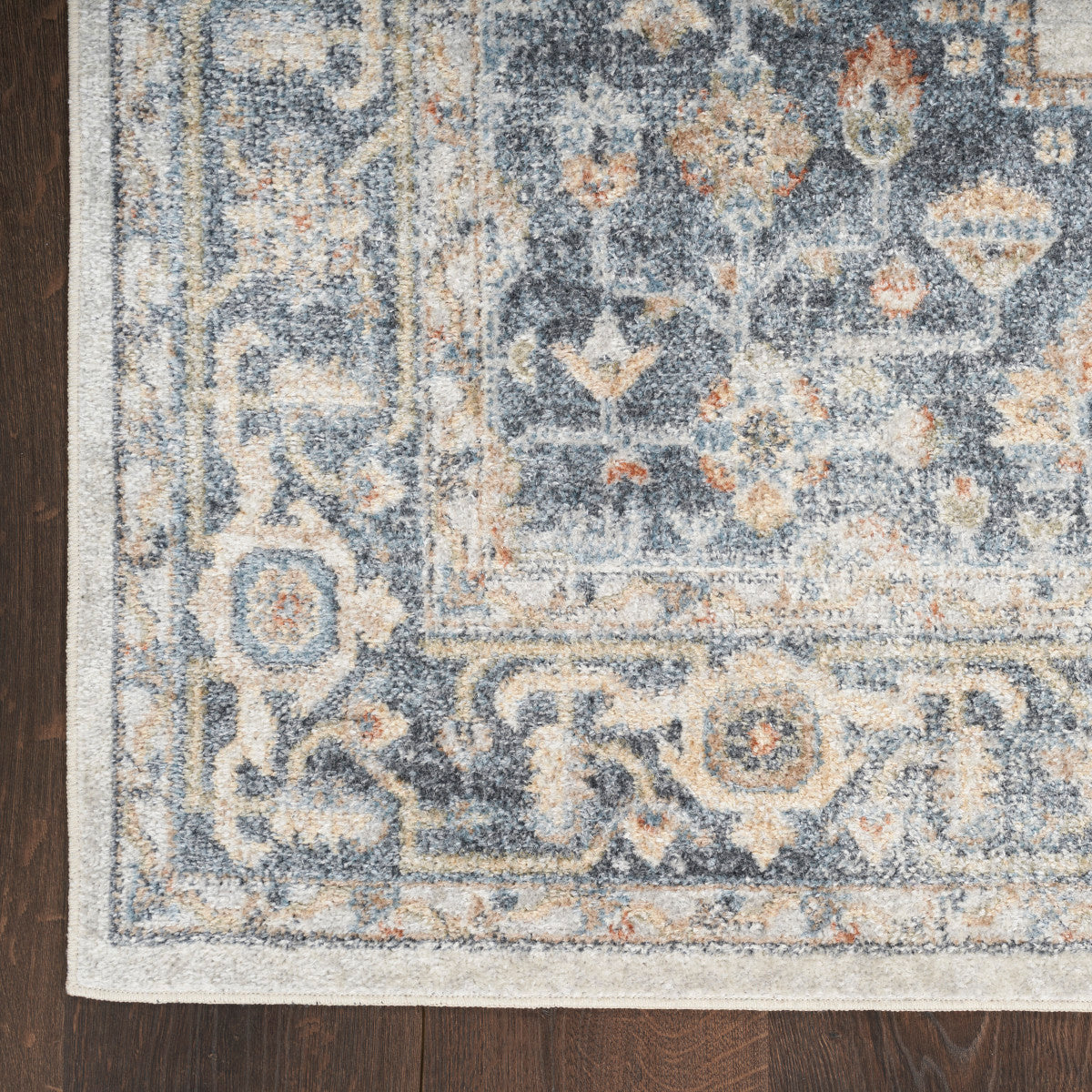 Nourison Astra Grey & Gold Pet Friendly Machine Washable Rug - Corner