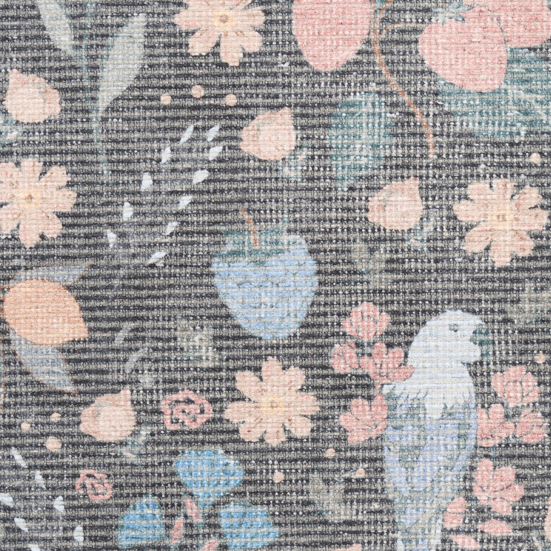 Nourison Botanical Charcoal & Multicolor Machine Washable Rug - Swatch