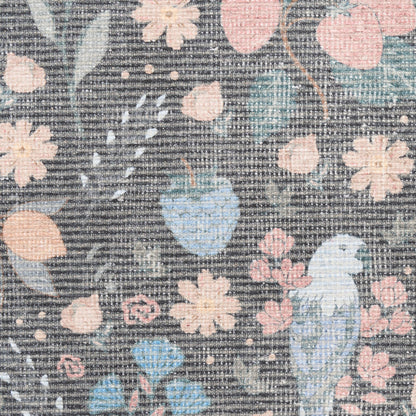 Nourison Botanical Charcoal & Multicolor Machine Washable Rug - Swatch