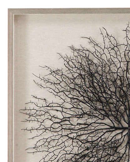 Gracee 32" Wall Art in Hand-Painted Sea Fan with Square Shadow Box - Detail