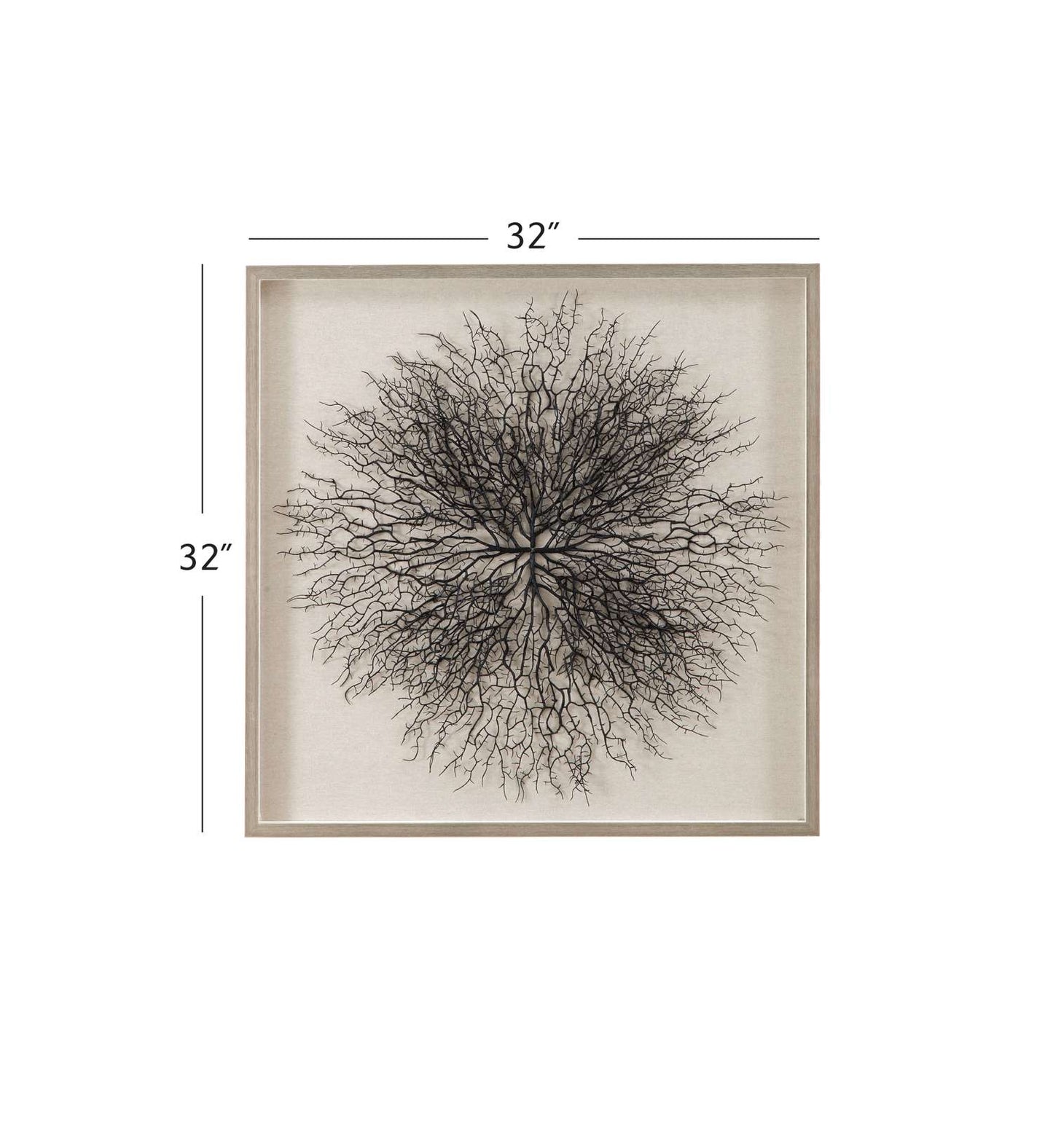 Gracee 32" Wall Art in Hand-Painted Sea Fan with Square Shadow Box - Dimensional