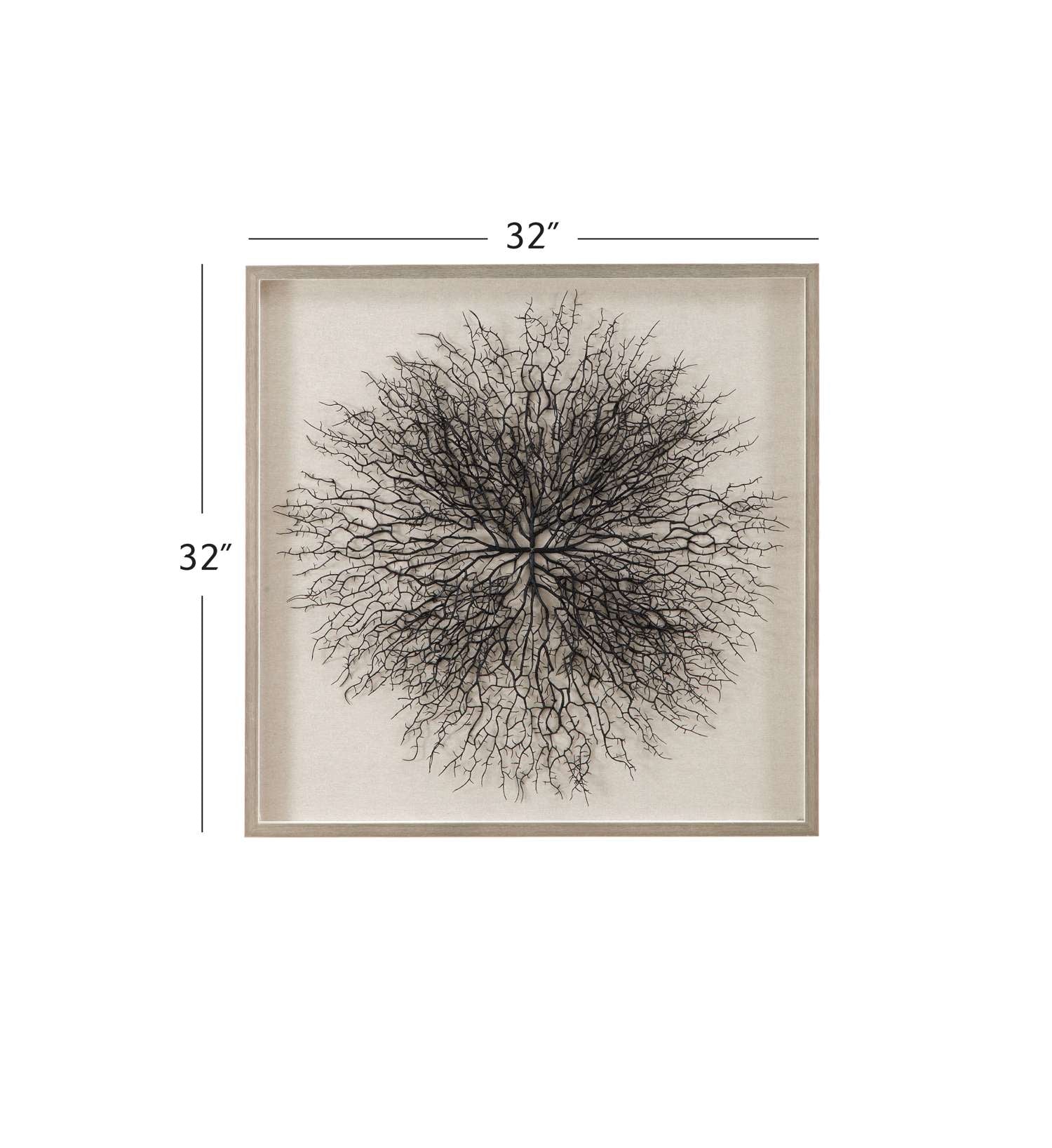 Gracee 32" Wall Art in Hand-Painted Sea Fan with Square Shadow Box - Dimensional