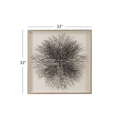 Gracee 32" Wall Art in Hand-Painted Sea Fan with Square Shadow Box - Dimensional