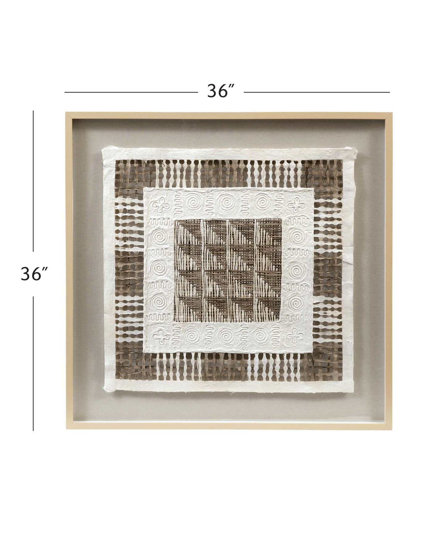 Taughtrope 36" Wall Art in Square Shadowbox with Rice Paper - Dimensional