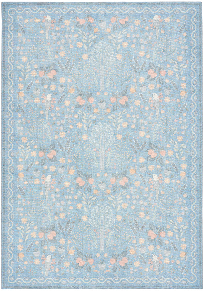Nourison Botanical Light Blue & Multicolor Machine Washable Rug - 5' x 7'