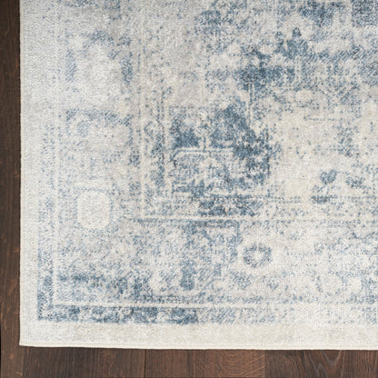 Nourison Astra Blue & Ivory Pet Friendly Machine Washable Rug - Corner