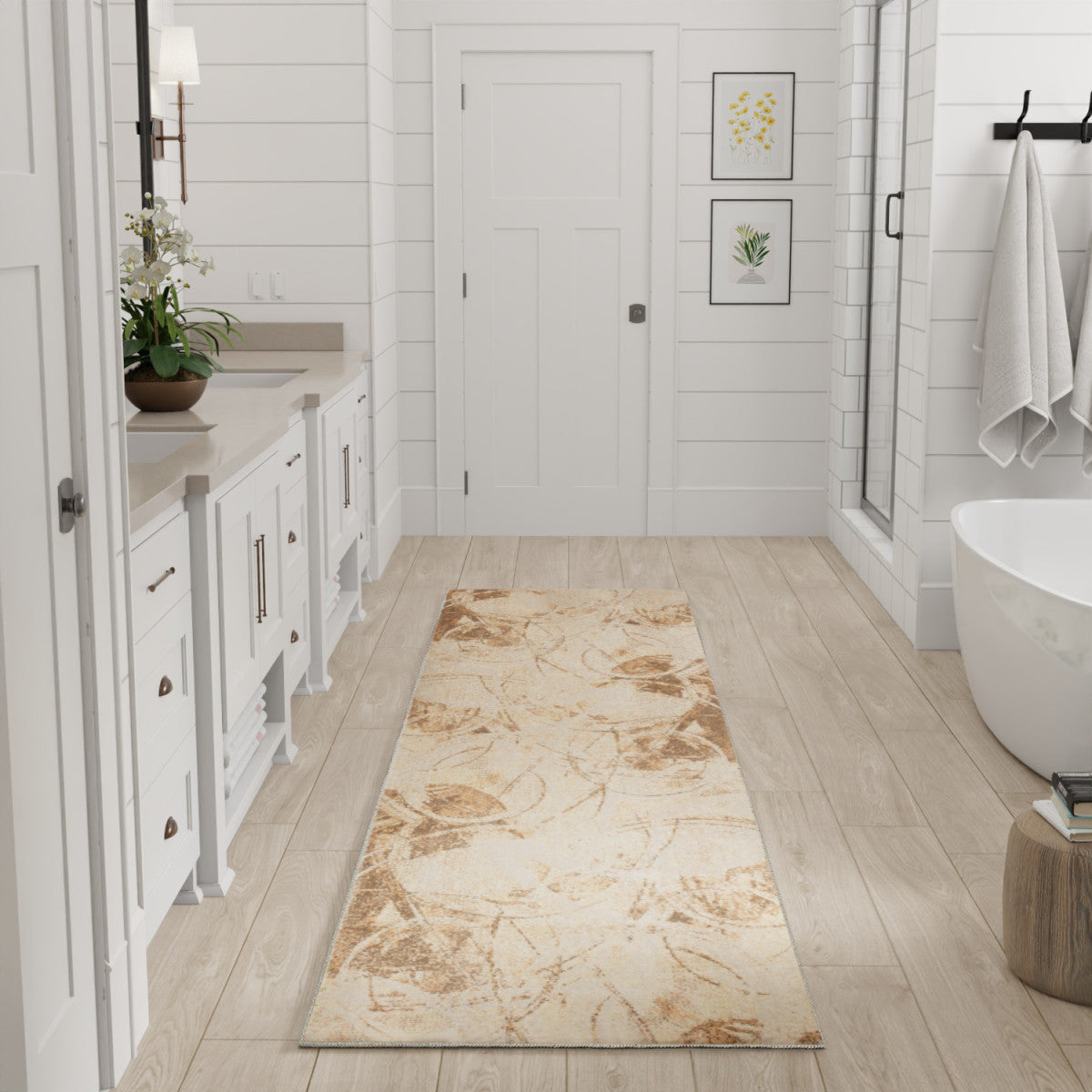 Nourison Astra Beige Pet Friendly Machine Washable Rug - Room Scene