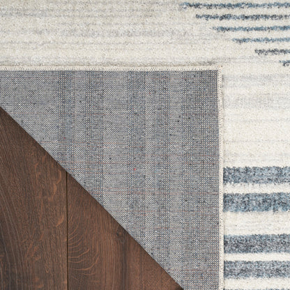 Nourison Astra Ivory & Blue Pet Friendly Machine Washable Rug - Corner