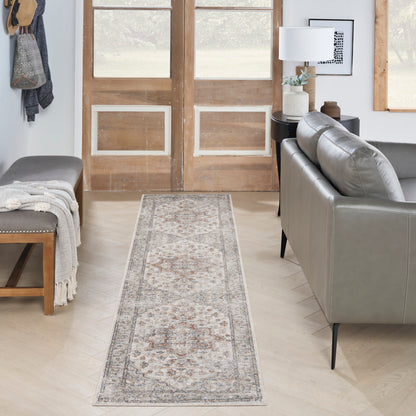Nourison Astra Grey & Multicolor Pet Friendly Machine Washable Rug - Room Scene