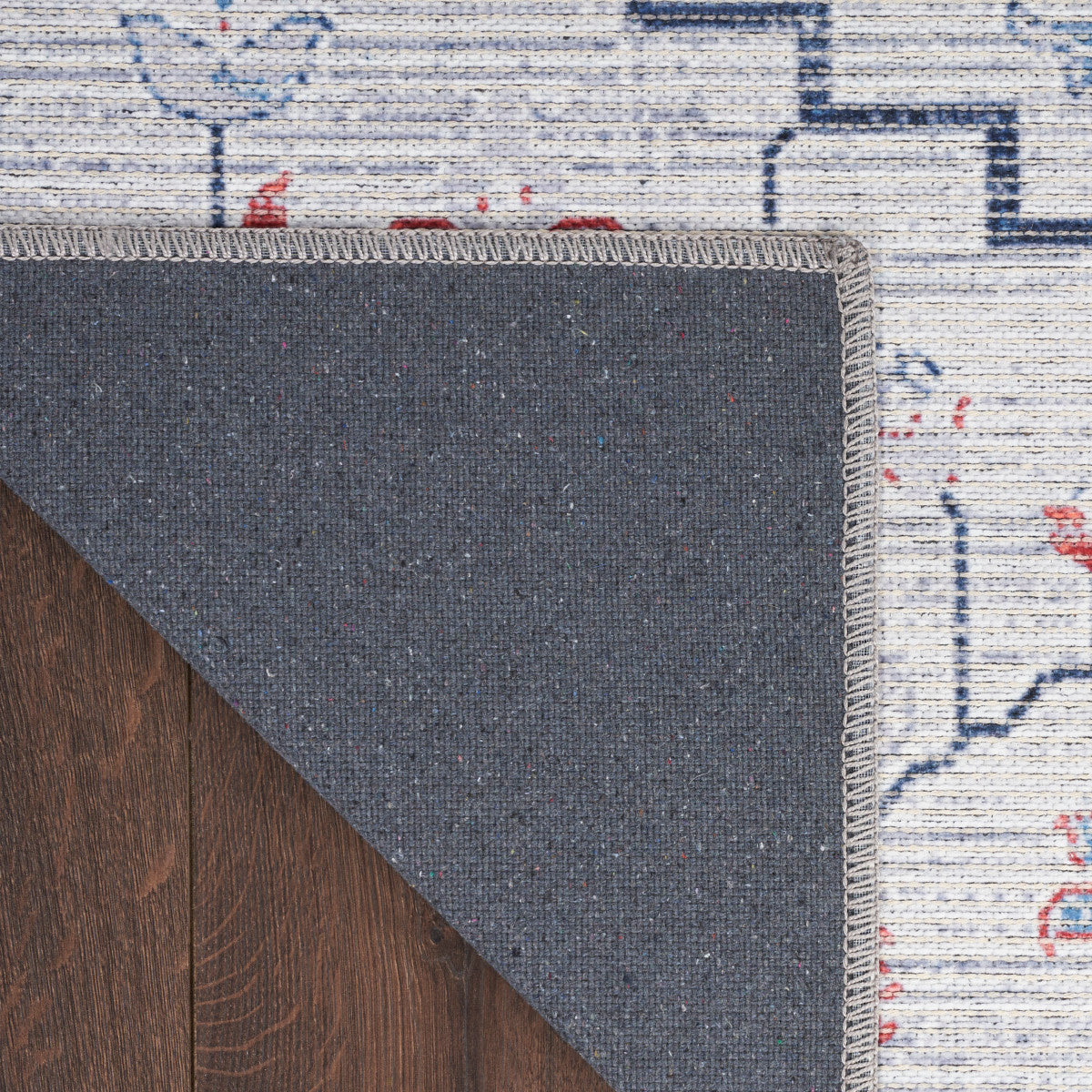 Nourison New Concept Ivory & Blue Machine Washable Rug - Corner