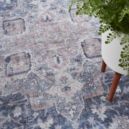 Nourison New Concept Ivory & Navy Machine Washable Rug - Room Scene
